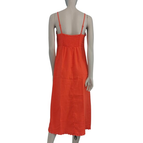 OLD NAVY Orange Dress Small Cami Top Midi Length Crochet Trim A Line Fall Season - Picture 6 of 15